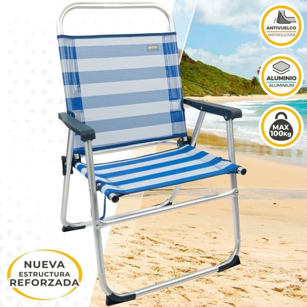 Strandstol Aktive Blå Vit 48 x 88 x 50 cm Aluminium Hopfällbar (4 antal)