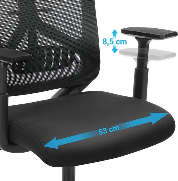 Ergonomisk skrivebordsstol med korsryggstøtte, sort