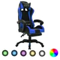 Miniatyrbild 1 av 2: Gamingstol med RGB LED-lampor blå och svart konstläder