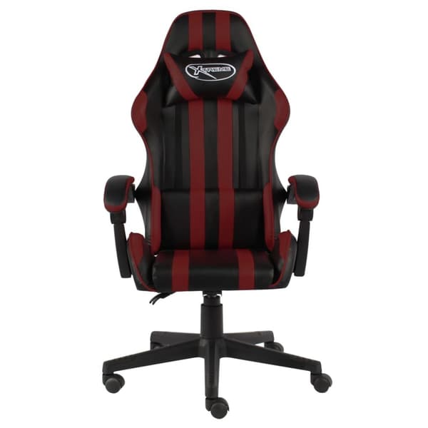 Gamingstol svart och vinröd konstläder
