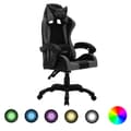 Miniatyrbild 1 av 2: Gamingstol med RGB LED-lampor grå och svart konstläder