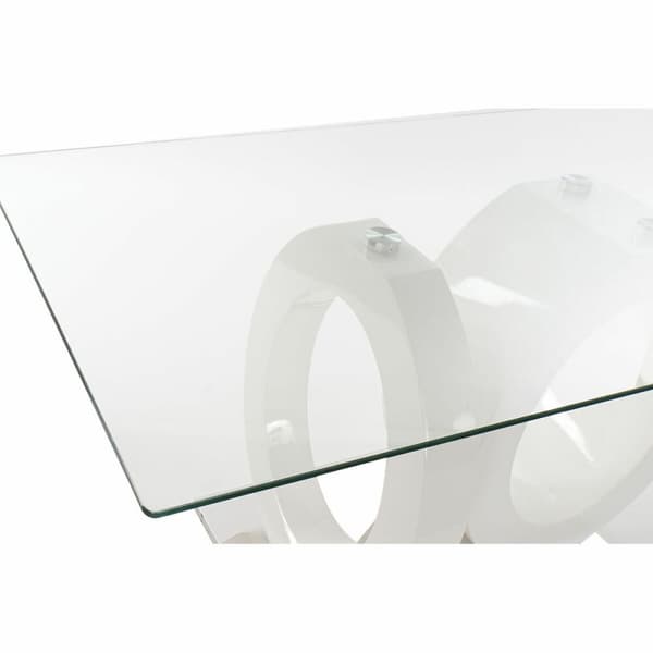 Matsalsbord DKD Home Decor Glas Transparent Vit Trä MDF (160 x 90 x 75 cm)