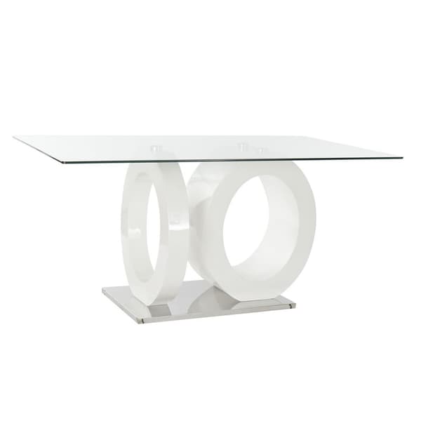 Matsalsbord DKD Home Decor Glas Transparent Vit Trä MDF (160 x 90 x 75 cm)