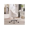 Miniatyrbild 3 av 6: Skrivbordsstol i teddyvelour, 360° roterande stol, datorstol med hjul (vit)