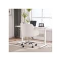 Miniatyrbild 4 av 6: Skrivbordsstol i teddyvelour, 360° roterande stol, datorstol med hjul (vit)