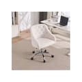 Miniatyrbild 2 av 6: Skrivbordsstol i teddyvelour, 360° roterande stol, datorstol med hjul (vit)