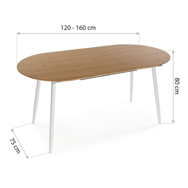 Middagsbord Versa DOINYO Hvit Metall Tre MDF 80 x 75 x 160 cm