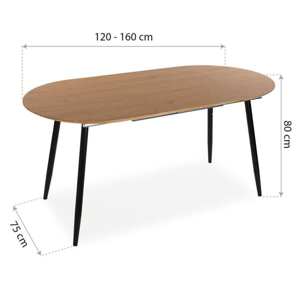 Spisebord Versa DOINYO Sort Metal Træ MDF 80 x 75 x 160 cm