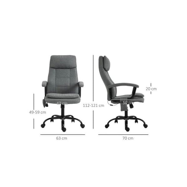 Vinsetto Massage Kontorsstol, ergonomisk kontorsstol, justerbar höjd gamingstol, grå