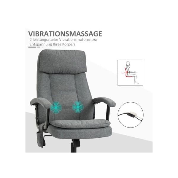 Vinsetto Massage Kontorsstol, ergonomisk kontorsstol, justerbar höjd gamingstol, grå