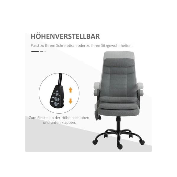 Vinsetto Massage Kontorsstol, ergonomisk kontorsstol, justerbar höjd gamingstol, grå