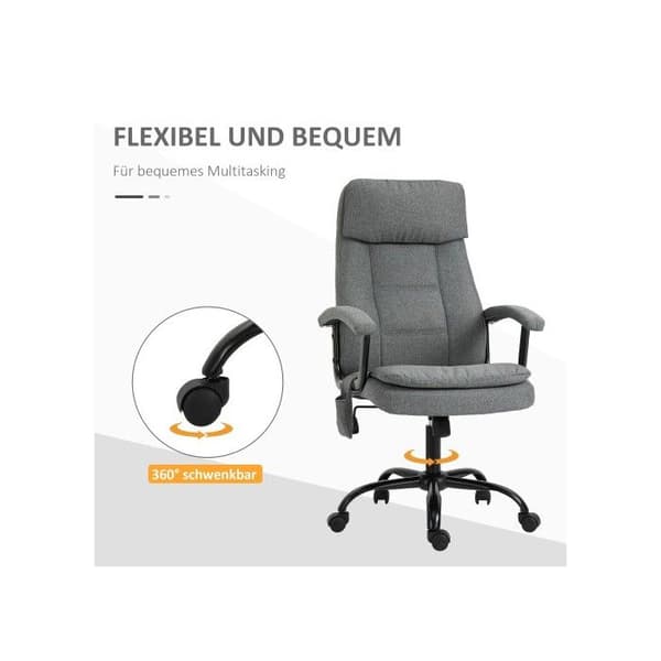 Vinsetto Massage Kontorsstol, ergonomisk kontorsstol, justerbar höjd gamingstol, grå