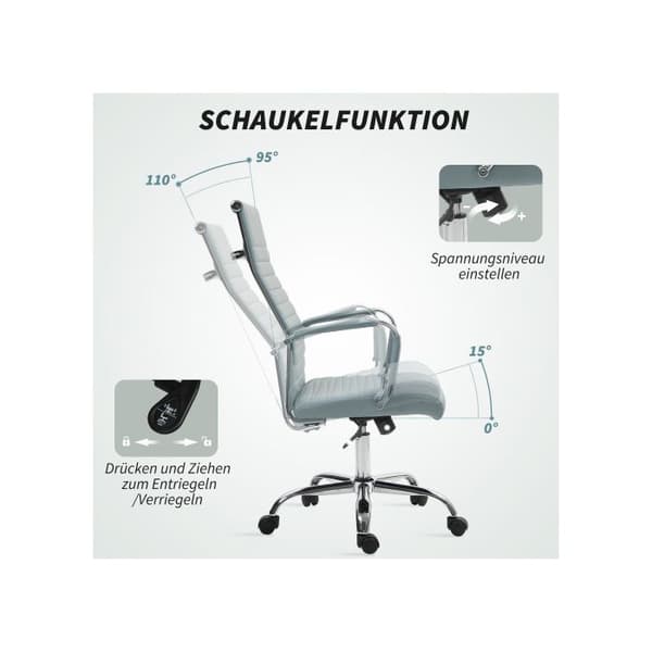 Kontorsstol Vinsetto Ergonomisk design med vippfunktion, konstläder, ljusgrå
