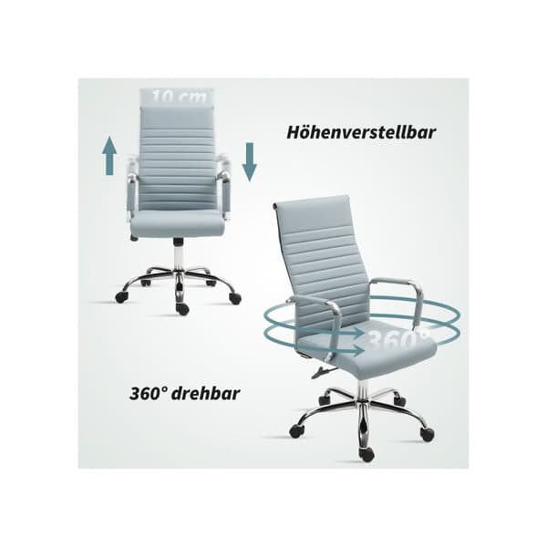 Kontorsstol Vinsetto Ergonomisk design med vippfunktion, konstläder, ljusgrå