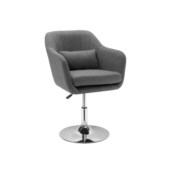 HOMCOM Arbetspall Svanstol Justerbar kontorsstol i polyester linne svart stål mörkgrå 57x57x77,5-87cm