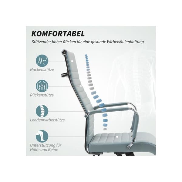 Kontorsstol Vinsetto Ergonomisk design med vippfunktion, konstläder, ljusgrå