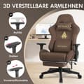 Miniatyrbillede 2 af 2: Gamingstol, 3D justerbare armlæn, ægte læder,Brun