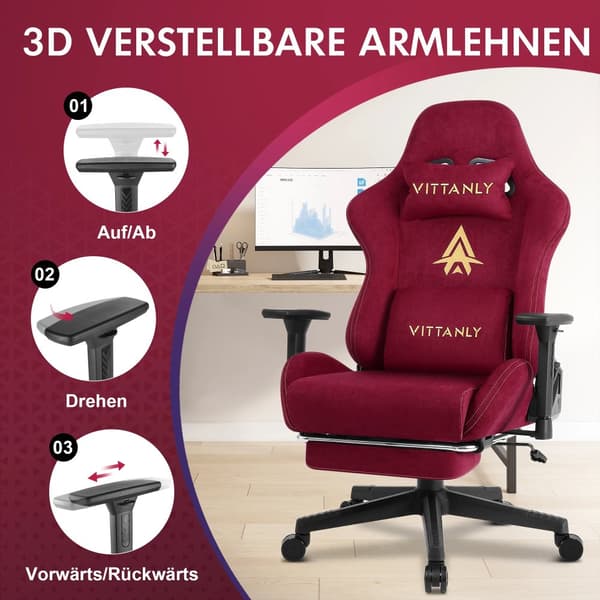 Spelstol, 3D Justerbara Armstöd, Äkta Läder,Marinblå