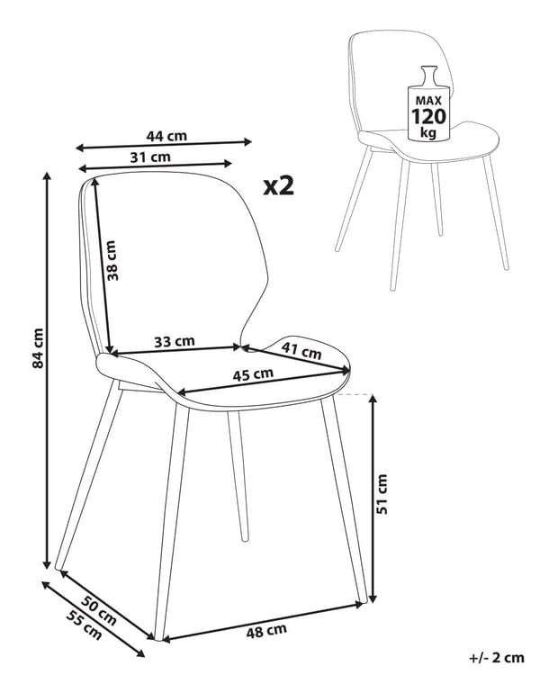 Sett med 2 Konferansestoler Lysebeige Polyester Polstring Jernben Kontormøbler Moderne