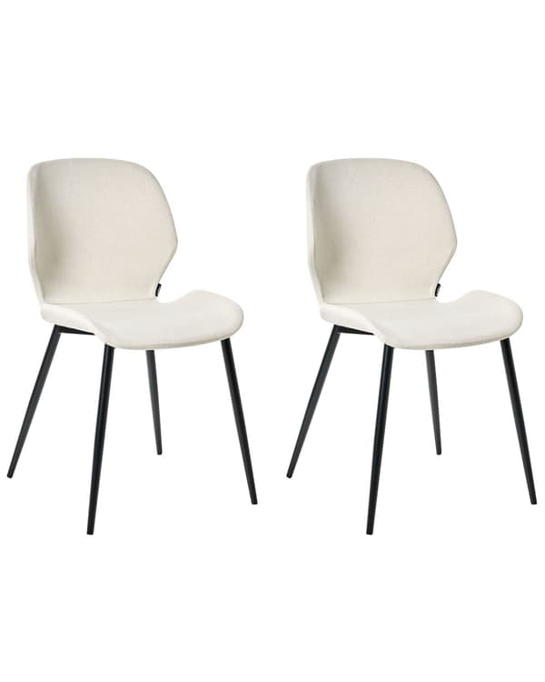 Sett med 2 Konferansestoler Lysebeige Polyester Polstring Jernben Kontormøbler Moderne
