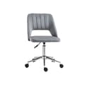 Miniatyrbild 1 av 6: Svanthörningsstol utan armstöd, velourutseende, ergonomisk sminkstol för sovrum, kontor, mörkgrå