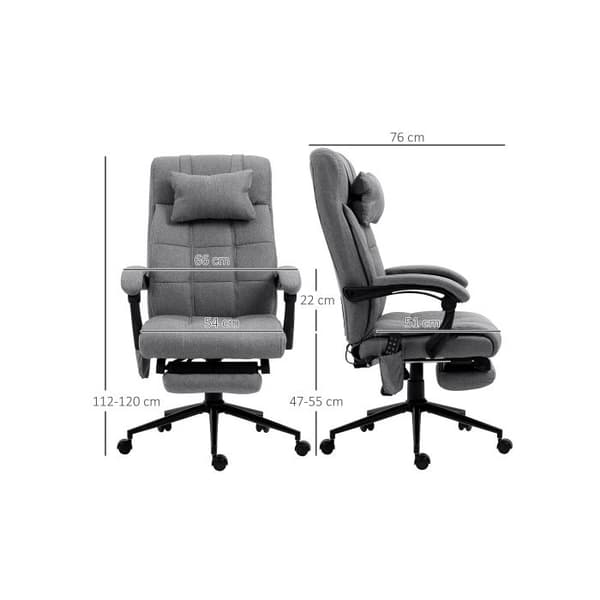 Kontorsstol med justerbar ergonomisk massagedel (med ländervärme) 66x76x112-120 cm