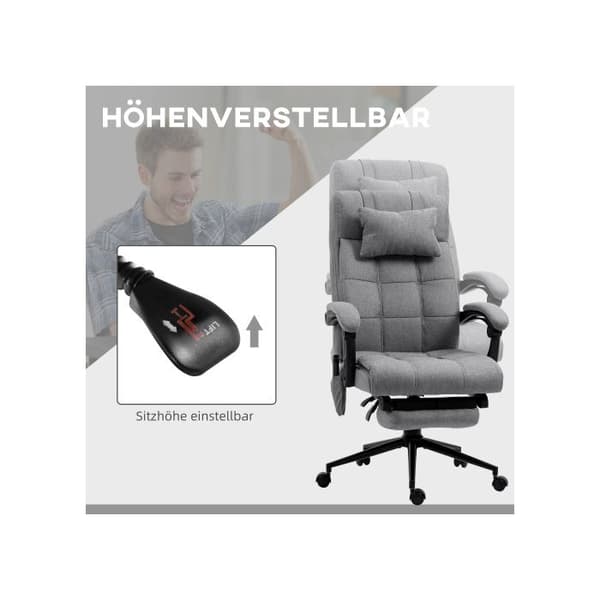 Kontorsstol med justerbar ergonomisk massagedel (med ländervärme) 66x76x112-120 cm