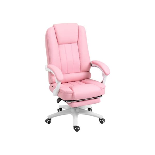 Vinsetto kontorsstol kontorsstol fotstöd funktion vilstol hjul justerbar höjd konstläder rosa