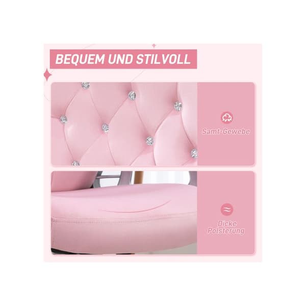 Ergonomisk kontorsstol med gungfunktion, höjdjusterbar, max vikt 120 kg, rosa färg