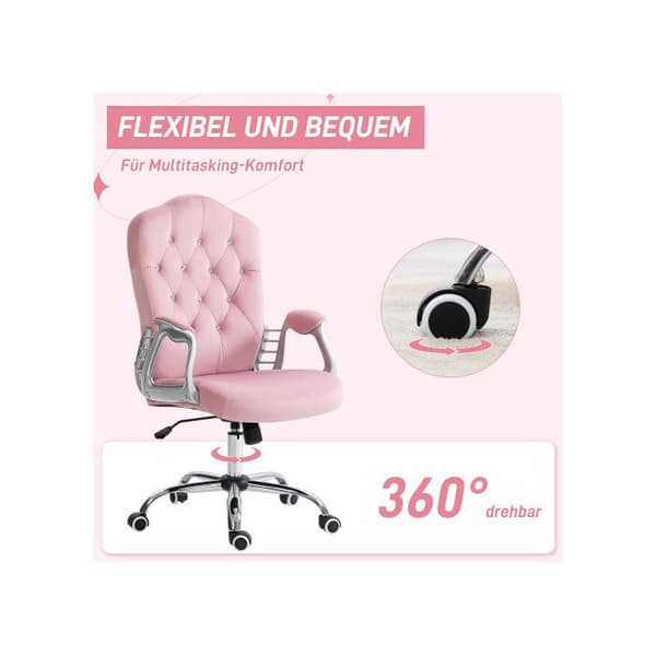 Ergonomisk kontorsstol med gungfunktion, höjdjusterbar, max vikt 120 kg, rosa färg