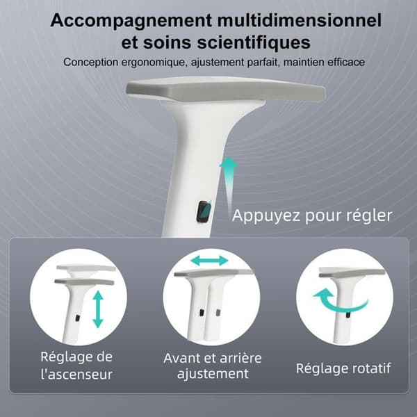 Sevencomfort - Ergonomisk kontorsstol med justerbar sits - Andningsbar kontorsstol med ländryggsstöd - Max belastning 200KG - Grå