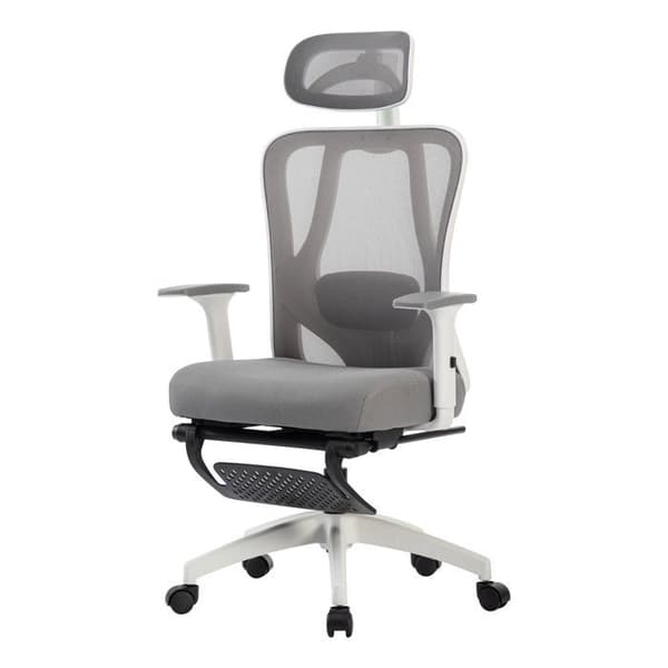 Sju komfortabla ergonomiska fåtöljer med justerbart säte - ventilerad kontorsstol med ländryggsstöd, armstöd - belastning 200KG - grå