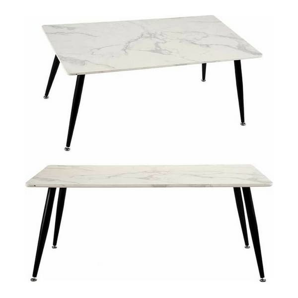 Soffbord Vit Svart Marmor Metall Melamin Trä MDF 60 x 110 x 45 cm