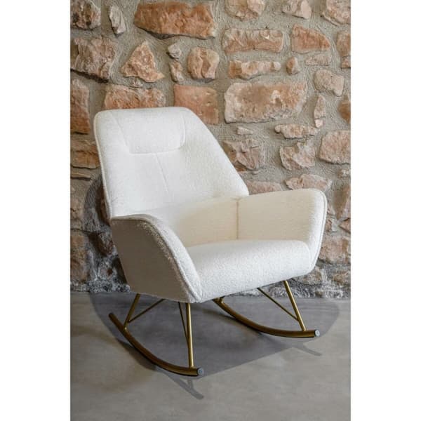 Gyngestol Home ESPRIT Hvit Gyllen Polyester Metall 73 x 75 x 97 cm