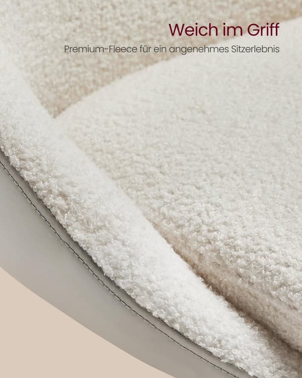 Rootz justerbar stol med ryggstöd - ergonomisk kontorsstol - vit fleece - pu läder - höjdjusterbar - 52,5 cm x 50 cm x (81,5-93,5) cm