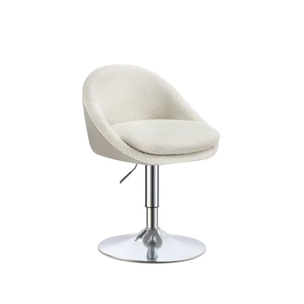 Rootz justerbar stol med ryggstöd - ergonomisk kontorsstol - vit fleece - pu läder - höjdjusterbar - 52,5 cm x 50 cm x (81,5-93,5) cm