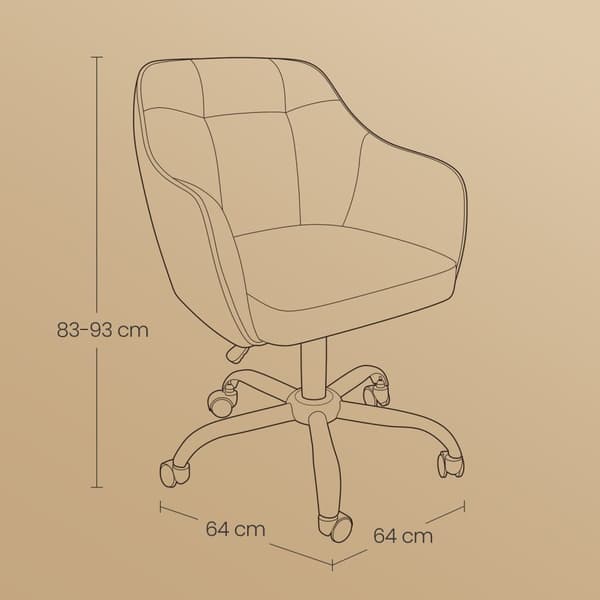 Rootz Justerbar kontorstol - Drejestol - skrivebordsstol - Optimal komfort - 65 x 69 x (83-93) cm