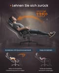 Miniatyrbild 4 av 5: Rootz höjdjusterbar spelstol - Gamer Recliner - Ergonomisk säte - Footrest & Pillow - 70x70x (119-129) cm - grå