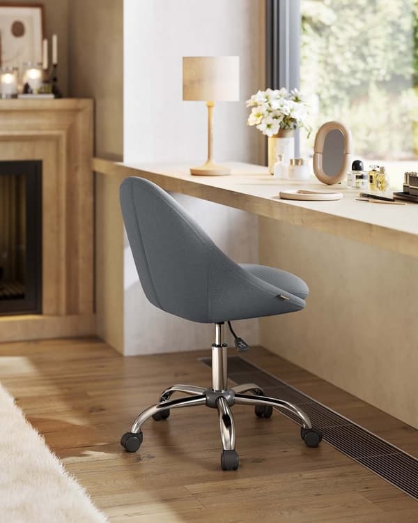 Rootz Home Office Chair - Swivel Desk stol - Ergonomisk uppgiftsstol - Komfortpaddling - 60x60x80-90cm grå