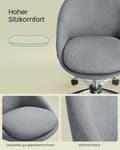 Miniatyrbild 4 av 7: Rootz Home Office Chair - Swivel Desk stol - Ergonomisk uppgiftsstol - Komfortpaddling - 60x60x80-90cm grå