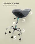 Miniatyrbild 6 av 7: Rootz Home Office Chair - Swivel Desk stol - Ergonomisk uppgiftsstol - Komfortpaddling - 60x60x80-90cm grå
