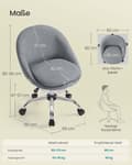 Miniatyrbild 7 av 7: Rootz Home Office Chair - Swivel Desk stol - Ergonomisk uppgiftsstol - Komfortpaddling - 60x60x80-90cm grå