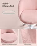 Miniatyrbillede 5 af 8: Rootz HomeOffice Dr Swivel Stol - Fleece stol - Ergonomisk sæde - Justerbar højde - 60x60x80-90 cm - Pink