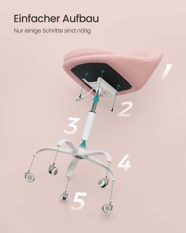 Rootz HomeOffice Dr Swivel Stol - Fleece stol - Ergonomisk sæde - Justerbar højde - 60x60x80-90 cm - Pink