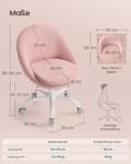 Miniatyrbillede 8 af 8: Rootz HomeOffice Dr Swivel Stol - Fleece stol - Ergonomisk sæde - Justerbar højde - 60x60x80-90 cm - Pink