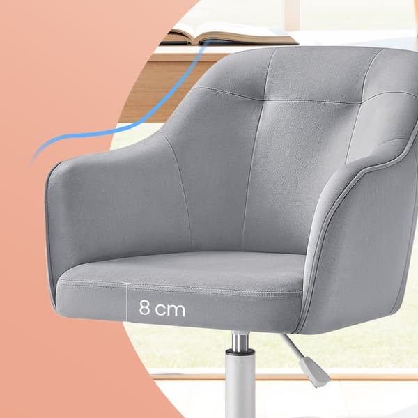 Rootz Office Chair - Swivel Chair - Desk Stol - Ergonomic Support - 64x64x (83-93) CM - Grå sammet