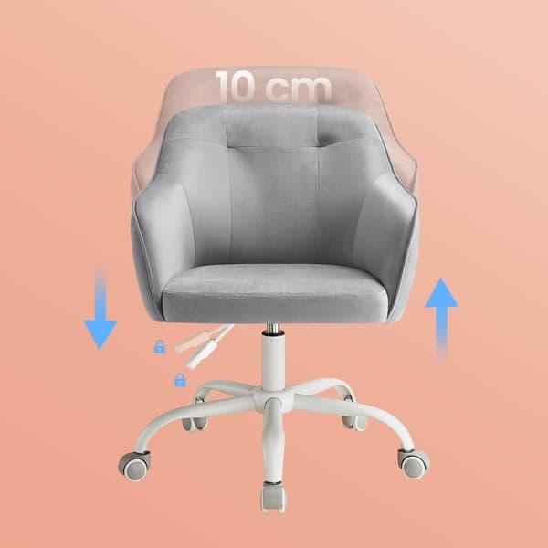 Rootz Office Chair - Swivel Chair - Desk Stol - Ergonomic Support - 64x64x (83-93) CM - Grå sammet