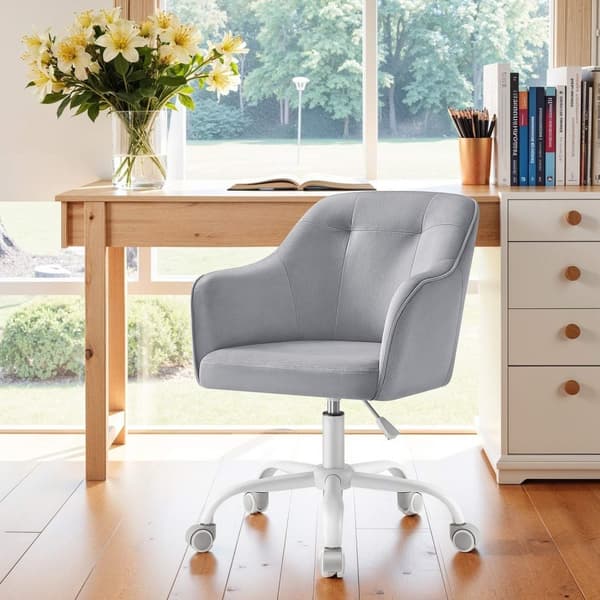 Rootz Office Chair - Swivel Chair - Desk Stol - Ergonomic Support - 64x64x (83-93) CM - Grå sammet