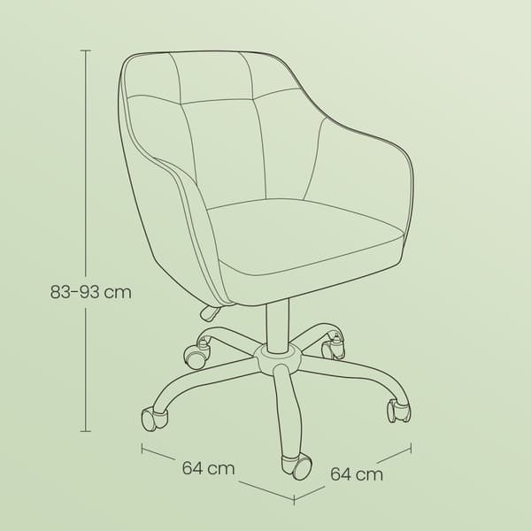 Rootz Office Swivel Desk stol - Ergonomisk stol - Task Ordförande - Komfort & stil - 64 x 64 x (83-93) cm