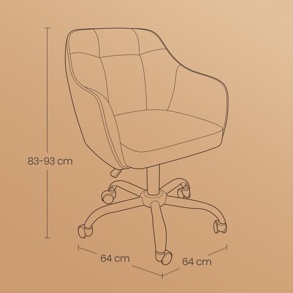 Rootz Swivel Office Chair - Desk -stol - Ergonomisk sæde - Komfortskum - 64x64x (83-93) cm - Hvidt Sherpa -stof
